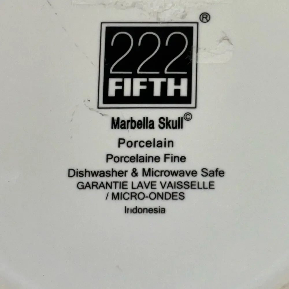 222 Fifth Marbella Skull Floral Fall 8.5” Halloween Purple Salad Luncheon Plate